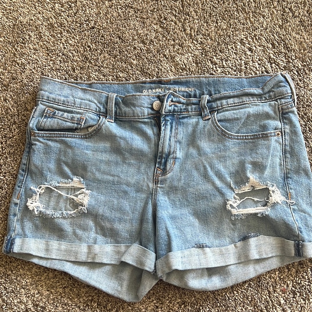Womens Ripped Boyfriend Jean Shorts